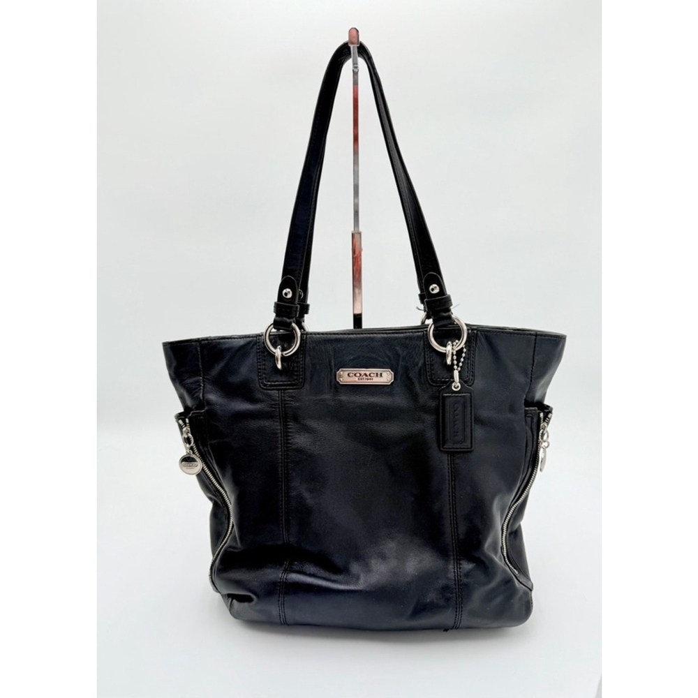 Coach Gallery‎ North South Black Leather with Side Zippers F19456
